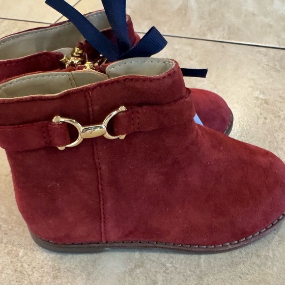 Janie and Jack Deep Ruby Suede Buckle Bootie - Picture 4 of 6